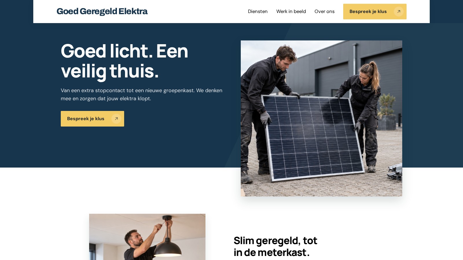 Voorbeeldontwerp uit onze websitebouwer voor elektricien