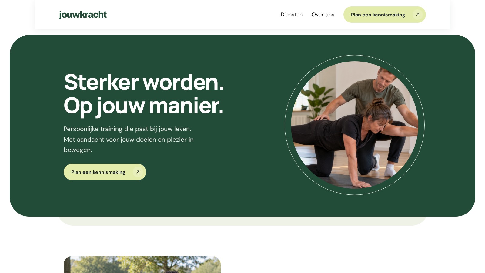 Voorbeeldontwerp voor personal training met onze ronde websitebouwer-template