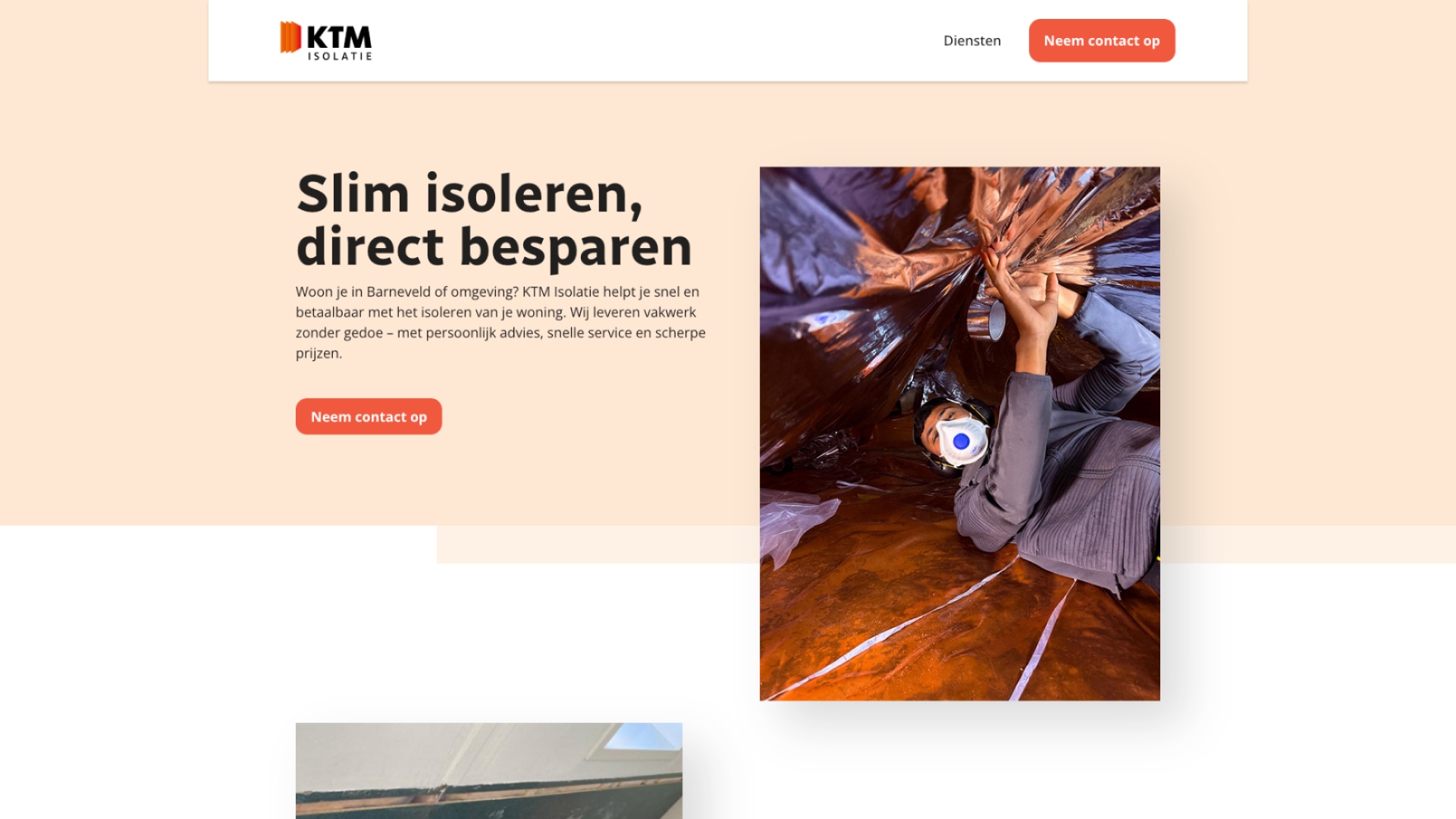 Mockup van website voor KTM